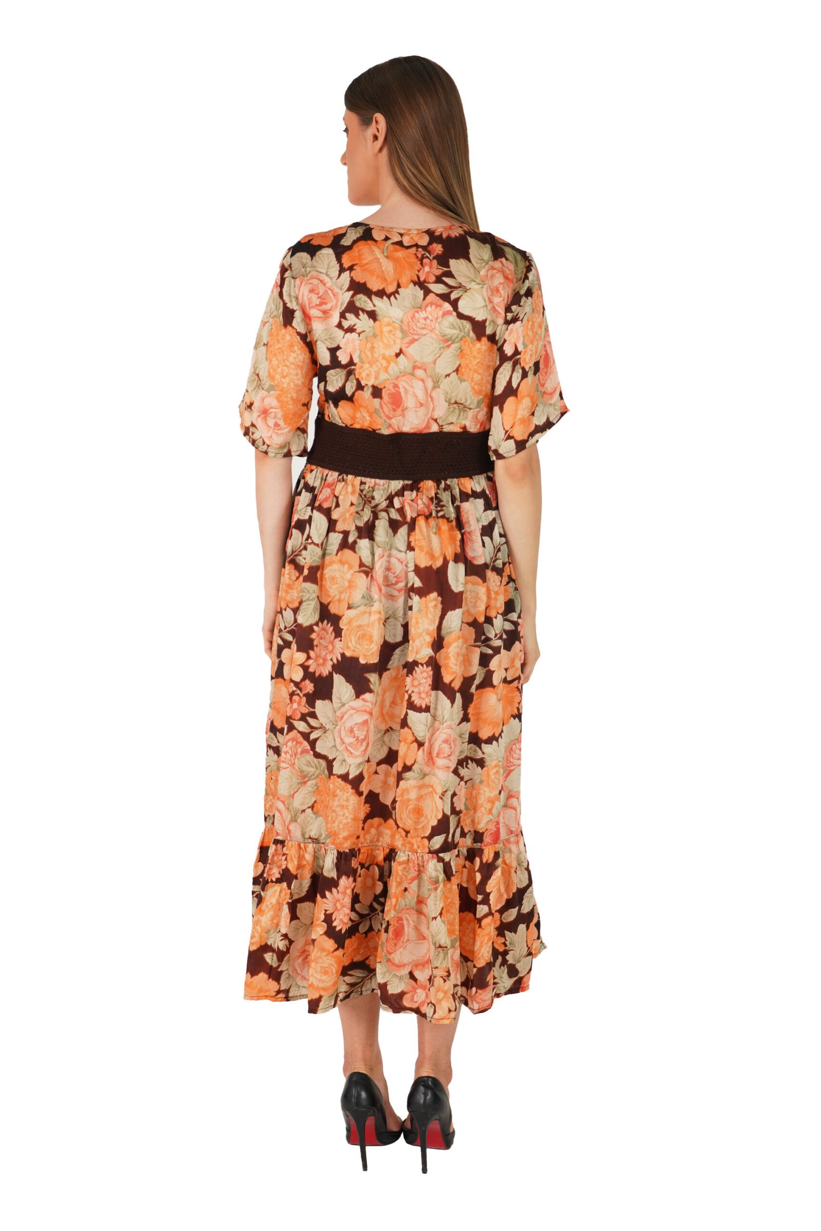 Waist Belt Buttoned long Dress Waist Belt Buttoned long Dress